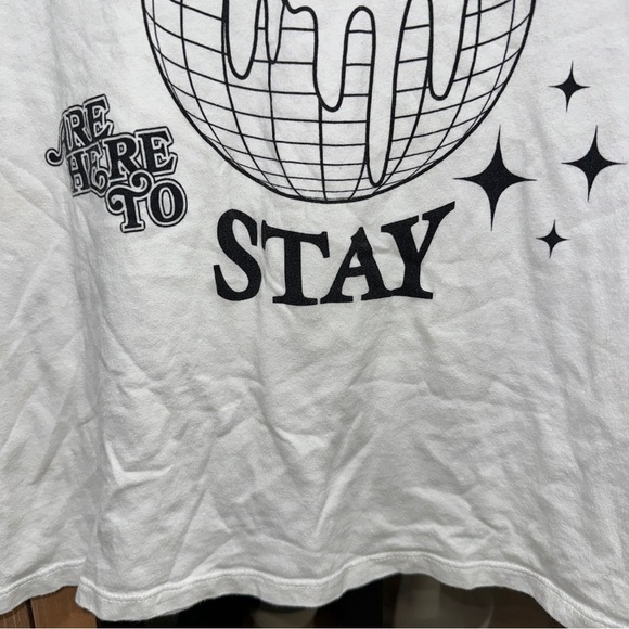 H&M good vibes tee graphic t-shirt crewneck short sleeve mirrorball smiley face - Picture 4 of 10